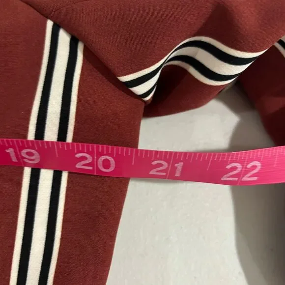 7TH AVE New York & Company Red/Rust Brown White Striped Blazer Women L Large - Picture 6 of 7
